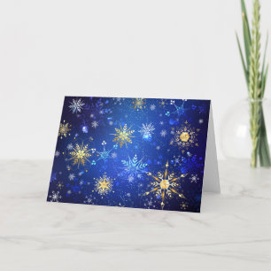 Cartes Pour Fêtes Annuelles Fond bleu de Noël avec flocons d'or