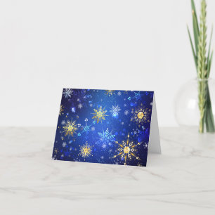 Cartes Pour Fêtes Annuelles Fond bleu de Noël avec flocons d'or