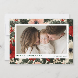 Cartes Pour Fêtes Annuelles Fond floral d'anémone de Joyeux Noël