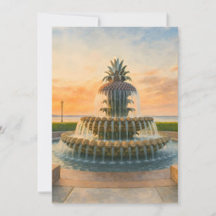 Cartes Pour Fêtes Annuelles Fontaine d'ananas de Charleston Coucher du soleil