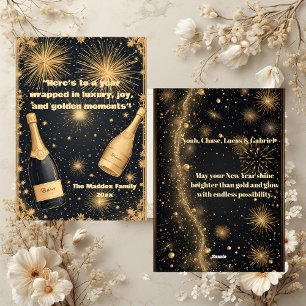 Cartes Pour Fêtes Annuelles Fontaine de Champagne en Or scintillant de la Sain