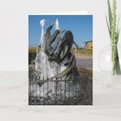 Cartes Pour Fêtes Annuelles Fontaine de natation avec dauphins (Devant)