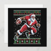 Cartes Pour Fêtes Annuelles Football afro-américain Père Noël Noël laid (Devant / Derrière)