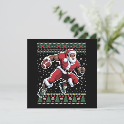 Cartes Pour Fêtes Annuelles Football afro-américain Père Noël Noël laid (Debout devant)