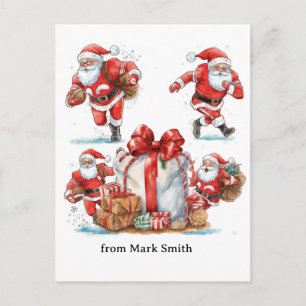 Cartes Pour Fêtes Annuelles Football de Noël avec le Père Noël