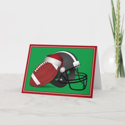 Cartes Pour Fêtes Annuelles Football Et Casque De Noël (Devant)