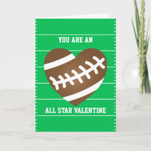 Cartes Pour Fêtes Annuelles Football Heart Sports Fan Valentine's Day