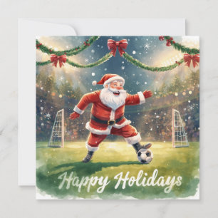 Cartes Pour Fêtes Annuelles Football heureux Vacances Père Noël Noël