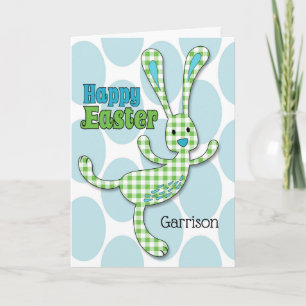 Cartes Pour Fêtes Annuelles for Boys Custom Nom Easter Bunny à Gingham