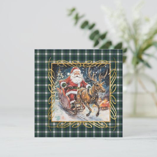 Cartes Pour Fêtes Annuelles Forbes Dress Scottish Tartan Christmas (Debout devant)