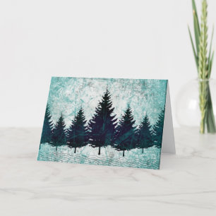 Cartes Pour Fêtes Annuelles Forêt à feuillage persistant rustique affligée de