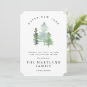 CARTES POUR FÊTES ANNUELLES FORET A L'AQUARELLE-BONNE ANNÉE. (Debout devant)