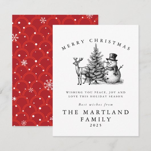 Cartes Pour Fêtes Annuelles Forêt à l'aquarelle Joyeux Noël (Devant / Derrière)