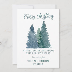 Cartes Pour Fêtes Annuelles Forêt aquarelle neige Joyeux Noël vacances