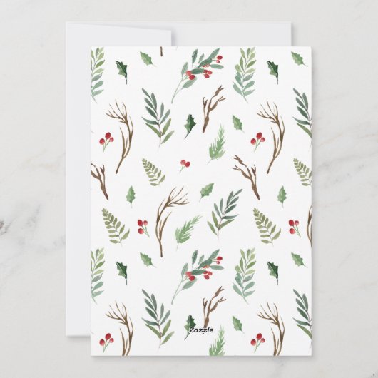 Cartes Pour Fêtes Annuelles Forêt Berry Pinecone Wreath Joyeux Noël (Dos)