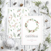 Cartes Pour Fêtes Annuelles Forêt Berry Pinecone Wreath Joyeux Noël