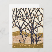 Cartes Pour Fêtes Annuelles Forêt, bleu et or (Devant / Derrière)