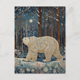 Cartes Pour Fêtes Annuelles Forêt bohème d'hiver de l'ours blanc rétro