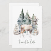 Cartes Pour Fêtes Annuelles Forêt boisée Animaux Noël (Devant / Derrière)