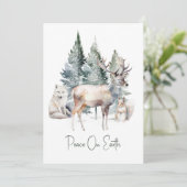 Cartes Pour Fêtes Annuelles Forêt boisée Animaux Noël (Debout devant)