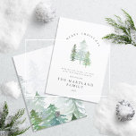 Cartes Pour Fêtes Annuelles Forêt d'aquarelle Joyeux Noël<br><div class="desc">Un design de vacances à thème nature et élégant. Partie d'une collection. Avec un texte élégant et une belle aquarelle design de forêt.</div>