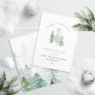 Cartes Pour Fêtes Annuelles Forêt d'aquarelle Joyeux Noël