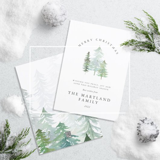 Cartes Pour Fêtes Annuelles Forêt d'aquarelle Joyeux Noël