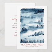 Cartes Pour Fêtes Annuelles Forêt d'aquarelle | Salutations de vacances (Devant / Derrière)