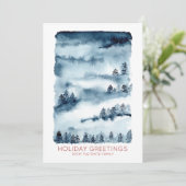 Cartes Pour Fêtes Annuelles Forêt d'aquarelle | Salutations de vacances (Debout devant)