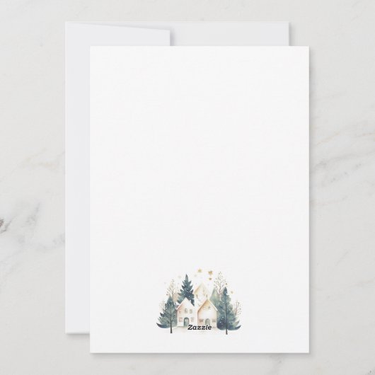 Cartes Pour Fêtes Annuelles Forêt d'arbre d'hiver Noël Noir (Dos)