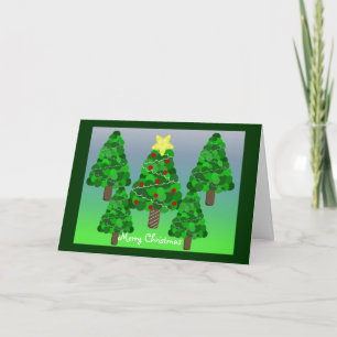Cartes Pour Fêtes Annuelles Forêt d'arbres de Noël
