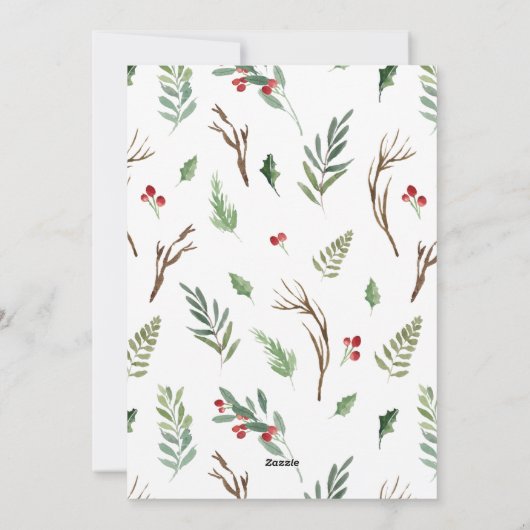 Cartes Pour Fêtes Annuelles Forêt d'Arc moderne Berry Pinecone Joyeux Noël (Dos)