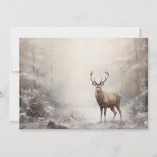Cartes Pour Fêtes Annuelles Forêt de cerfs vintage Noël enneigé Joyeux Noël