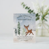 Cartes Pour Fêtes Annuelles Forêt de neige avec un cerf (Debout devant)