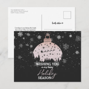Cartes Pour Fêtes Annuelles Forêt de neige Noël Rose or ornement Père Noël