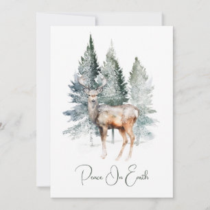 Cartes Pour Fêtes Annuelles Forêt de Noël cerf aquarelle