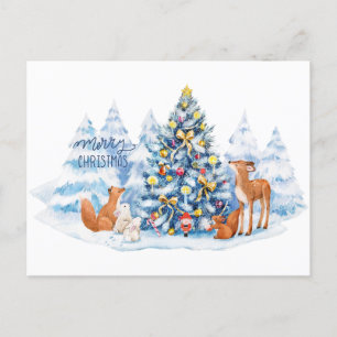 Cartes Pour Fêtes Annuelles Forêt de Noël et animaux des bois