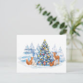 Cartes Pour Fêtes Annuelles Forêt de Noël et animaux des bois (Debout devant)