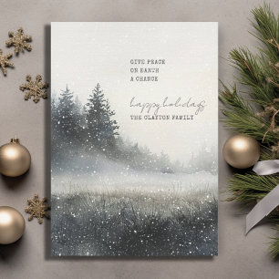 Cartes Pour Fêtes Annuelles Forêt de pins enneigée de Noël