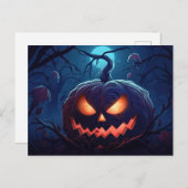Cartes Pour Fêtes Annuelles Forêt déplaisante avec Jack O' Lanterns Halloween (Devant / Derrière)