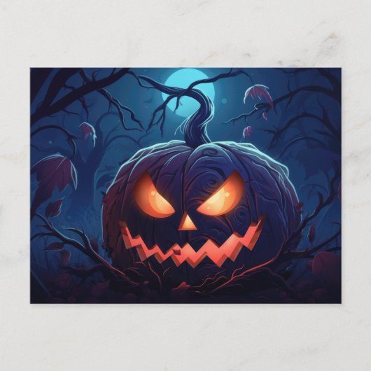 Cartes Pour Fêtes Annuelles Forêt déplaisante avec Jack O' Lanterns Halloween (Devant)