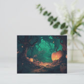 Cartes Pour Fêtes Annuelles Forêt déplaisante avec Jack O' Lanterns Halloween (Debout devant)