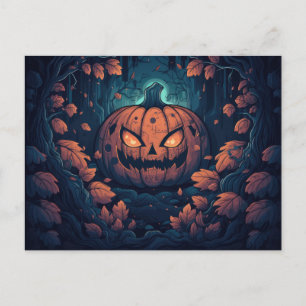 Cartes Pour Fêtes Annuelles Forêt déplaisante avec Jack O' Lanterns Halloween