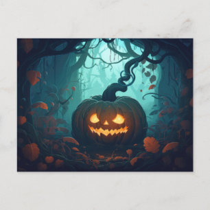 Cartes Pour Fêtes Annuelles Forêt déplaisante avec Jack O' Lanterns Halloween