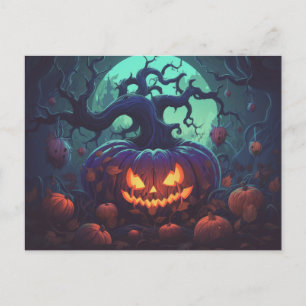Cartes Pour Fêtes Annuelles Forêt déplaisante avec Jack O' Lanterns Halloween