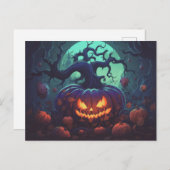 Cartes Pour Fêtes Annuelles Forêt déplaisante avec Jack O' Lanterns Halloween (Devant / Derrière)