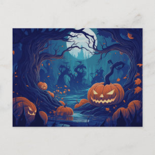 Cartes Pour Fêtes Annuelles Forêt déplaisante avec Jack O' Lanterns Halloween