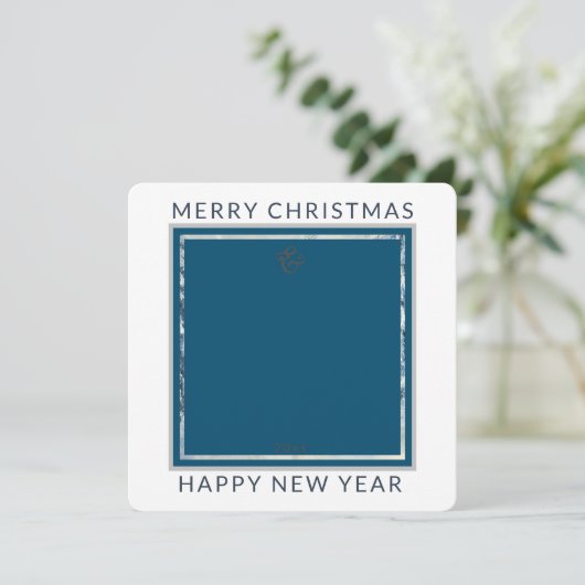 Cartes Pour Fêtes Annuelles Forêt d'hiver carré avec cerf | Noël (Debout devant)