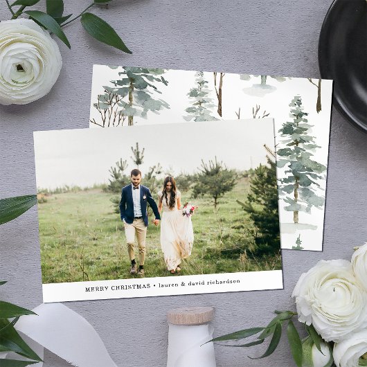 Cartes Pour Fêtes Annuelles Forêt d'hiver | Joyeuse photo de Noël
