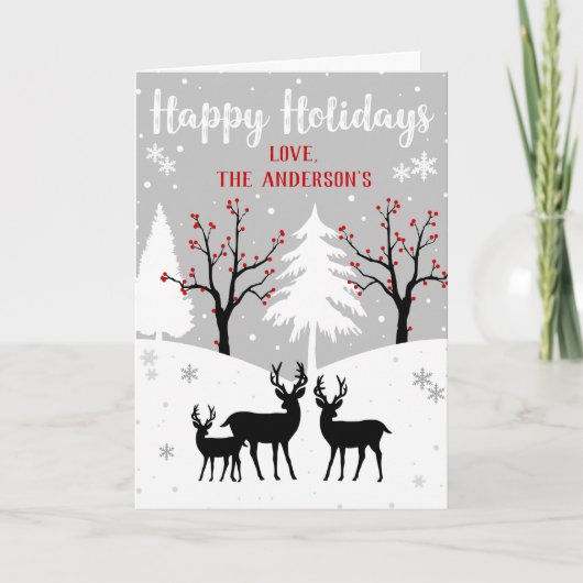 Cartes Pour Fêtes Annuelles Forêt d'hiver "Joyeuses fêtes" Noël festif (Devant)